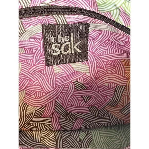 The SAK Crossbody Leather Boho Purse Bag Aztec Tribal Print Pattern Dark Brown - Picture 9 of 9